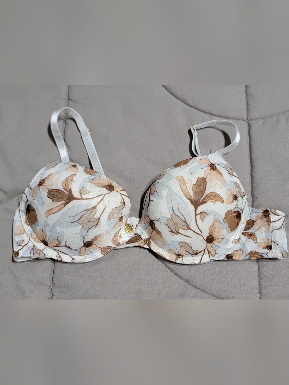 Daisy Fuentes Muted Earth Tone Floral Push-up Bra - Size 34B